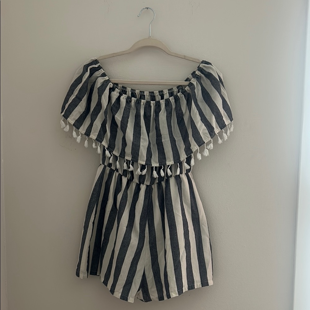 Striped Off-Shoulder Romper